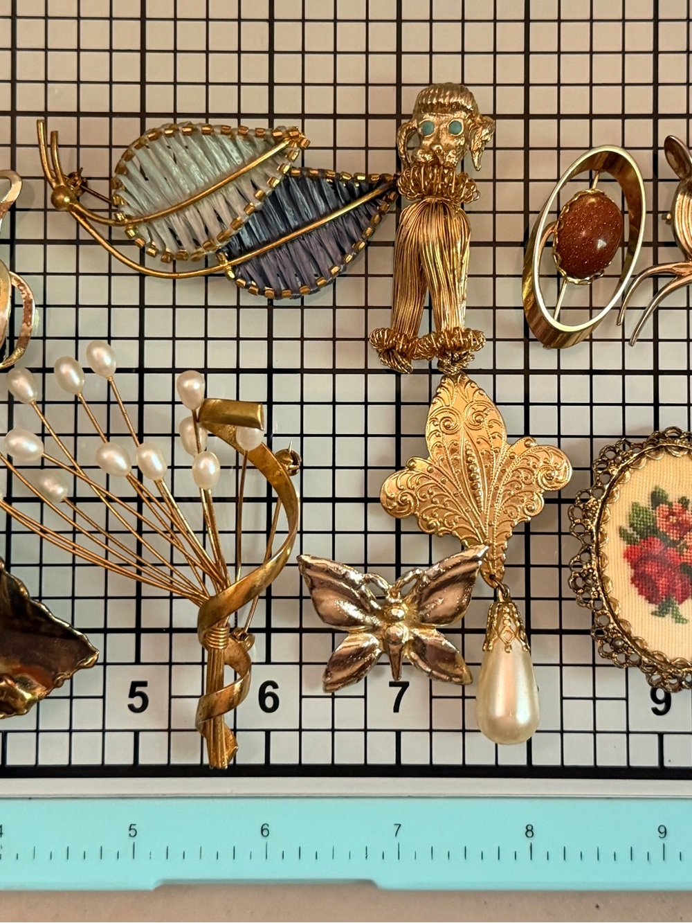 Vintage Silver- Tone and Gold-Tone brooches 15 altogether